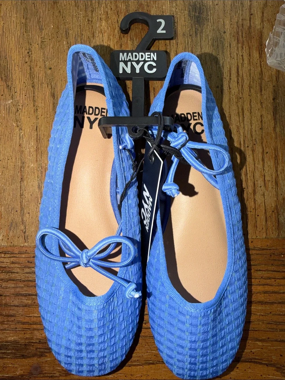 Madden NYC Little and Big Girls' Gingham Mesh Ballet Flats